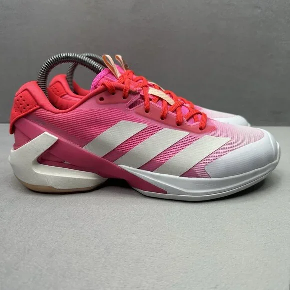 Womens Size 8 adidas Adizero Ubersonic 5 Tennis Shoes Pink White All Court NEW - Picture 1 of 9